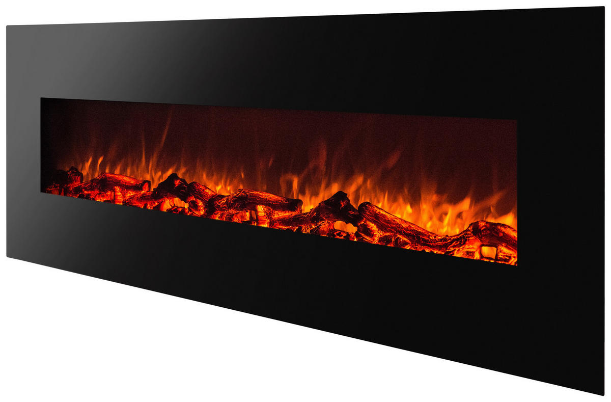 ELEKTROKAMIN - Schwarz, Design, Glas/Kunststoff (183/55/14cm) - Xora