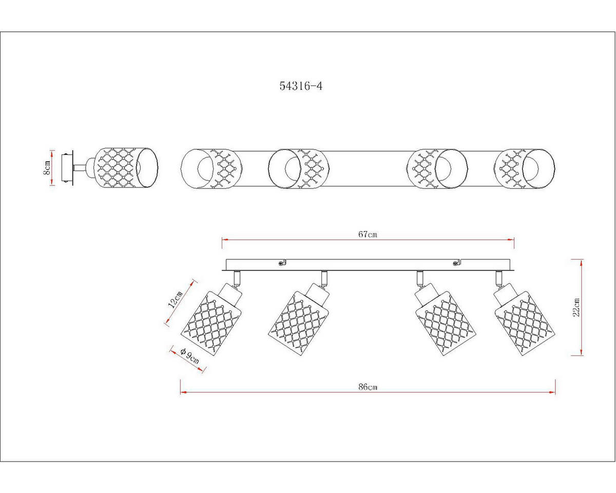 STRAHLER 86/9/22 cm   - Klar/Chromfarben, Basics, Glas/Metall (86/9/22cm) - Globo