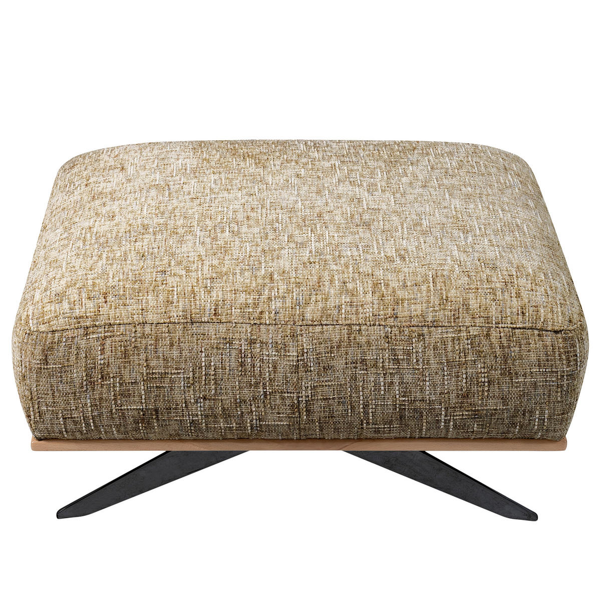 HOCKER PORTLAND Struktur Hellbraun  - Hellbraun/Schwarz, Design, Holz/Textil (95/46/80cm) - Livetastic