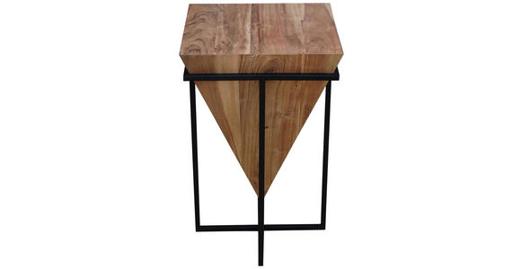BEISTELLTISCH 41/41/66 cm Akazie massiv Naturfarben, Schwarz quadratisch  - Schwarz/Naturfarben, Trend, Holz/Metall (41/41/66cm) - Ambia Home