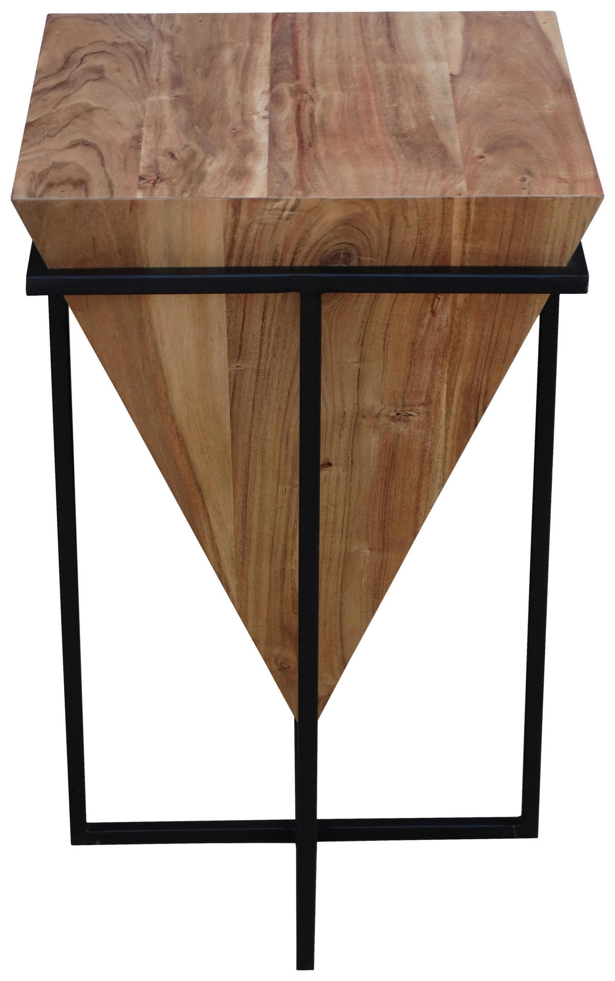 BEISTELLTISCH 41/41/66 cm Akazie massiv Naturfarben, Schwarz quadratisch  - Schwarz/Naturfarben, Trend, Holz/Metall (41/41/66cm) - Ambia Home