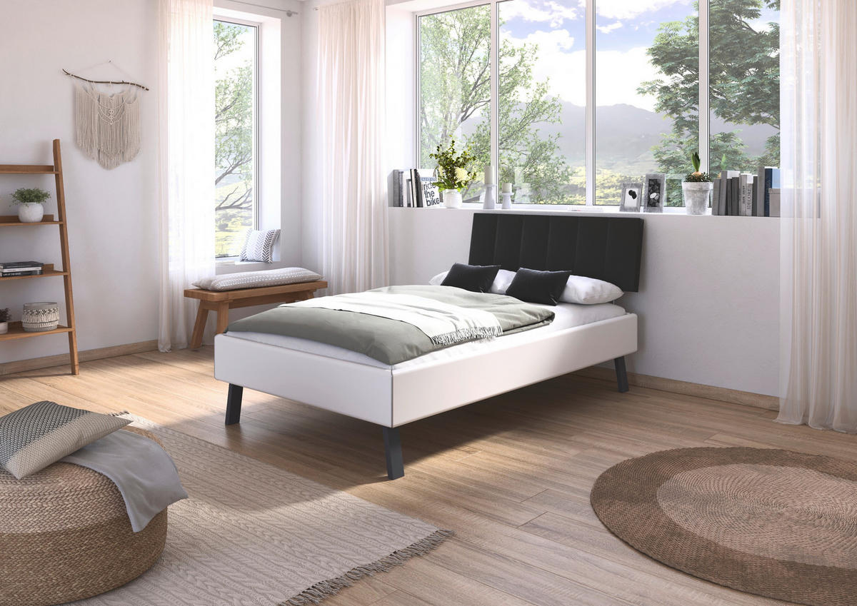 BETT 120/200 cm  in Weiß  - Weiß/Grau, Design, Textil/Metall (120/200cm) - Carryhome