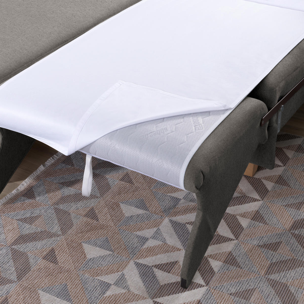 ECKSOFA in Flachgewebe Schlammfarben  203/261 cm  - Schlammfarben/Eichefarben, KONVENTIONELL, Holz/Textil (203/261cm) - Sedda