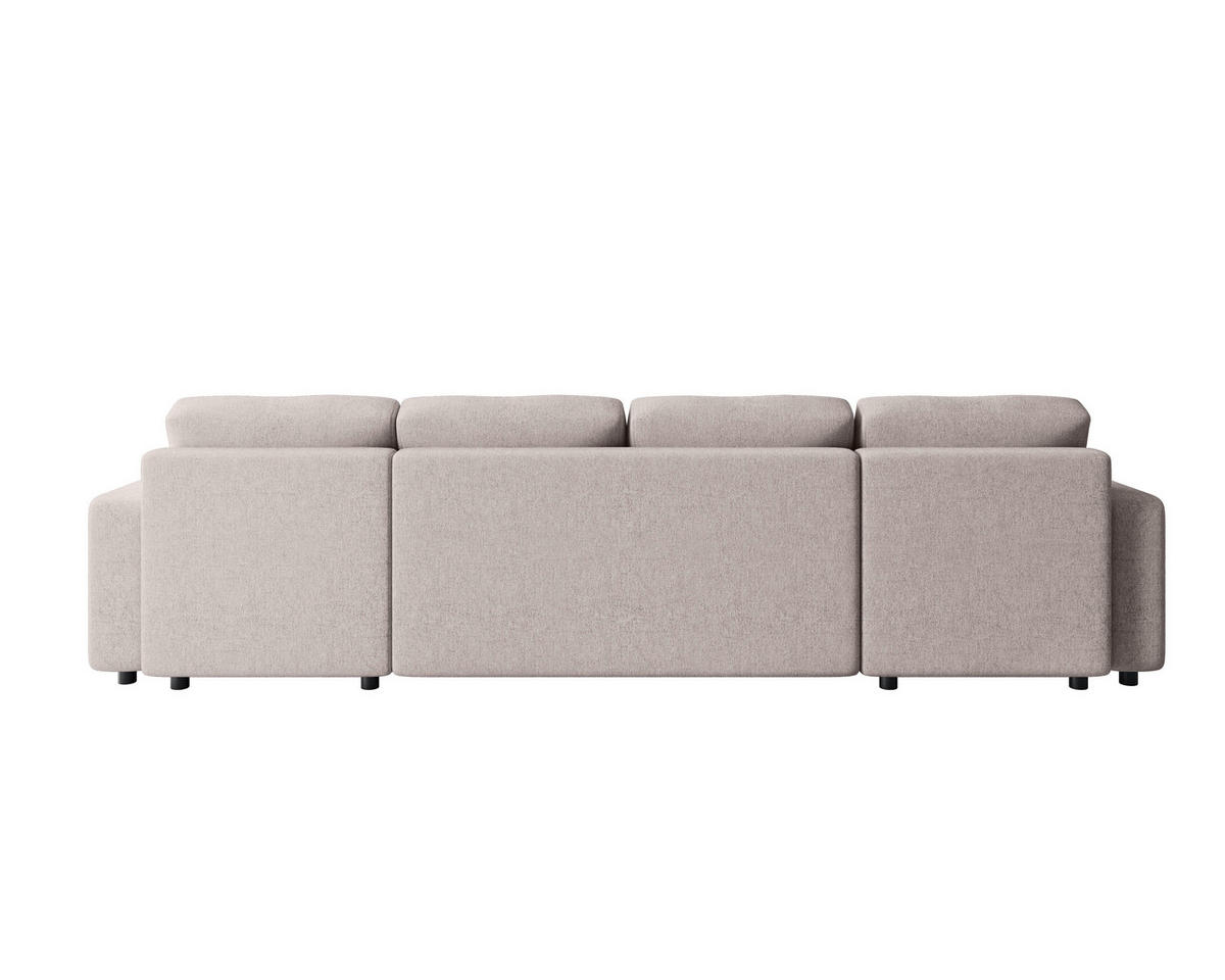 WOHNLANDSCHAFT Beige Webstoff  - Beige/Schwarz, MODERN, Kunststoff/Textil (150/312/150cm) - Xora