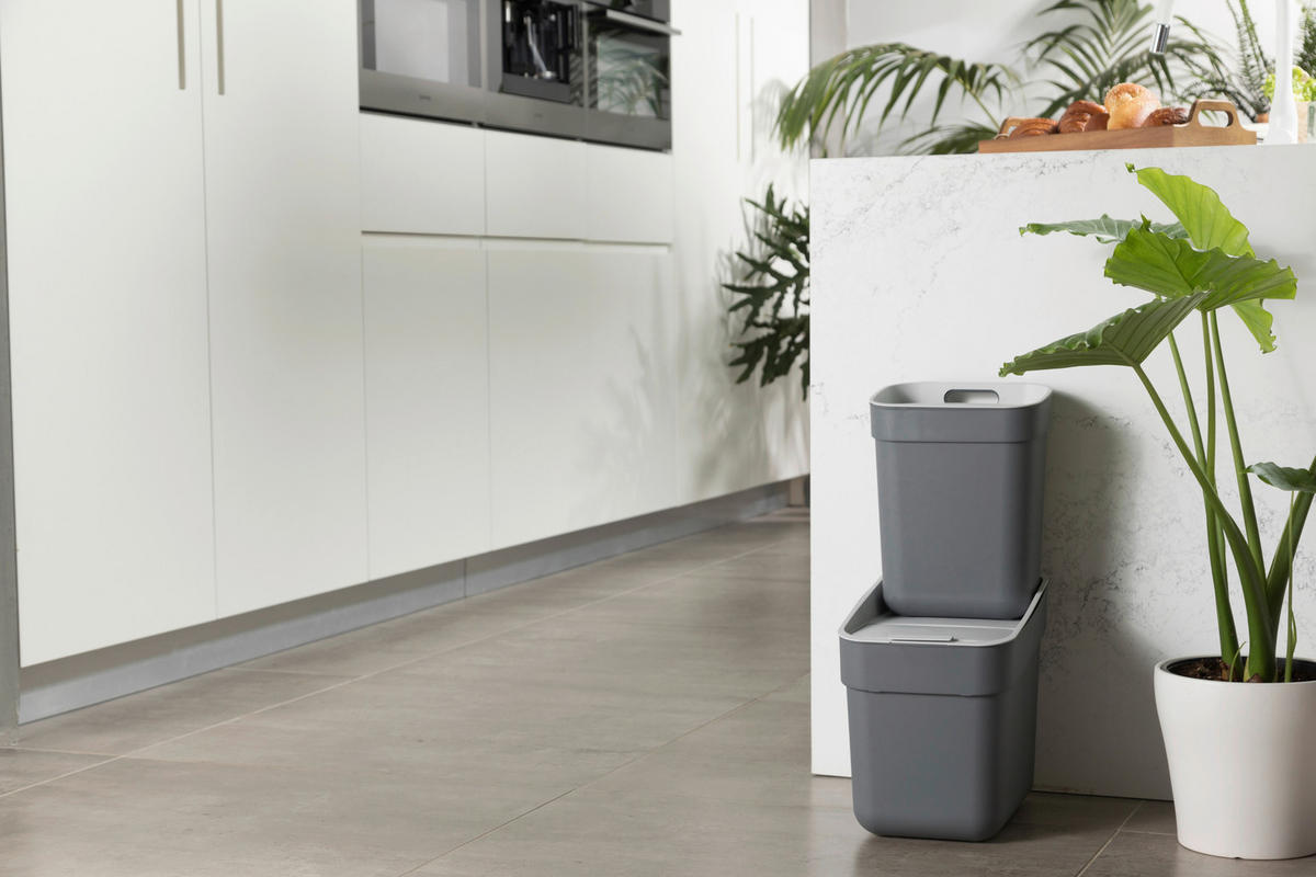 ABFALLEIMER 20 L  - Dunkelgrau/Grau, KONVENTIONELL, Kunststoff (25/33/37cm) - Keter