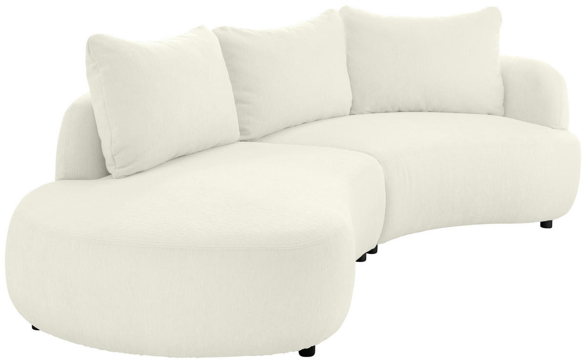 ECKSOFA in Mikrofaser Weiss  - Weiss/Schwarz, Modern, Kunststoff/Textil (250/139cm) - Livetastic
