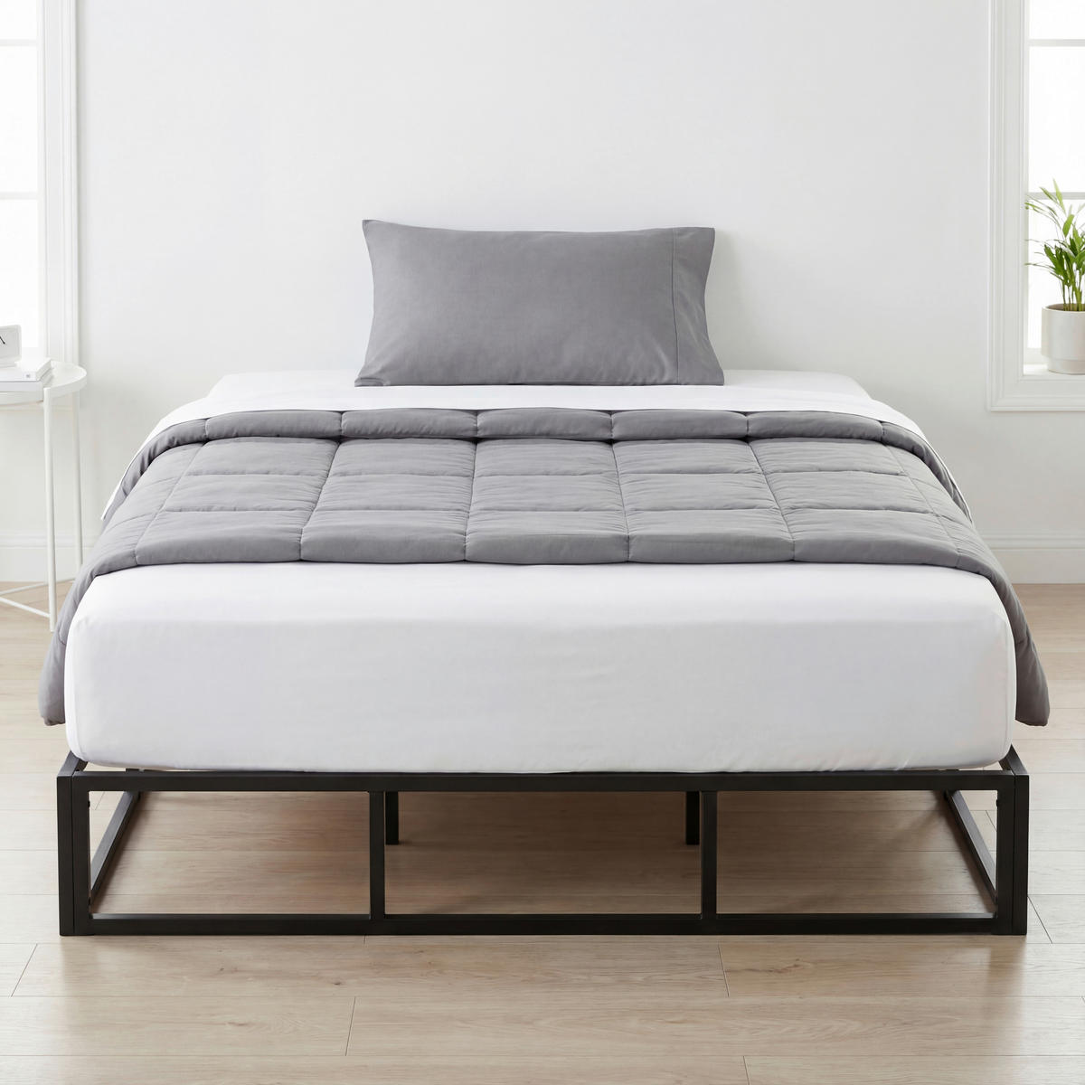 METALLBETT 180/200 cm,  in Naturfarben, Schwarz  - Schwarz/Naturfarben, Basics, Holz/Metall (180/200cm) - Boxxx