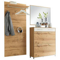 GARDEROBE 3-teilig  in 190/195/31 cm  - Eichefarben/Weiß, Design, Glas/Holz (190/195/31cm)