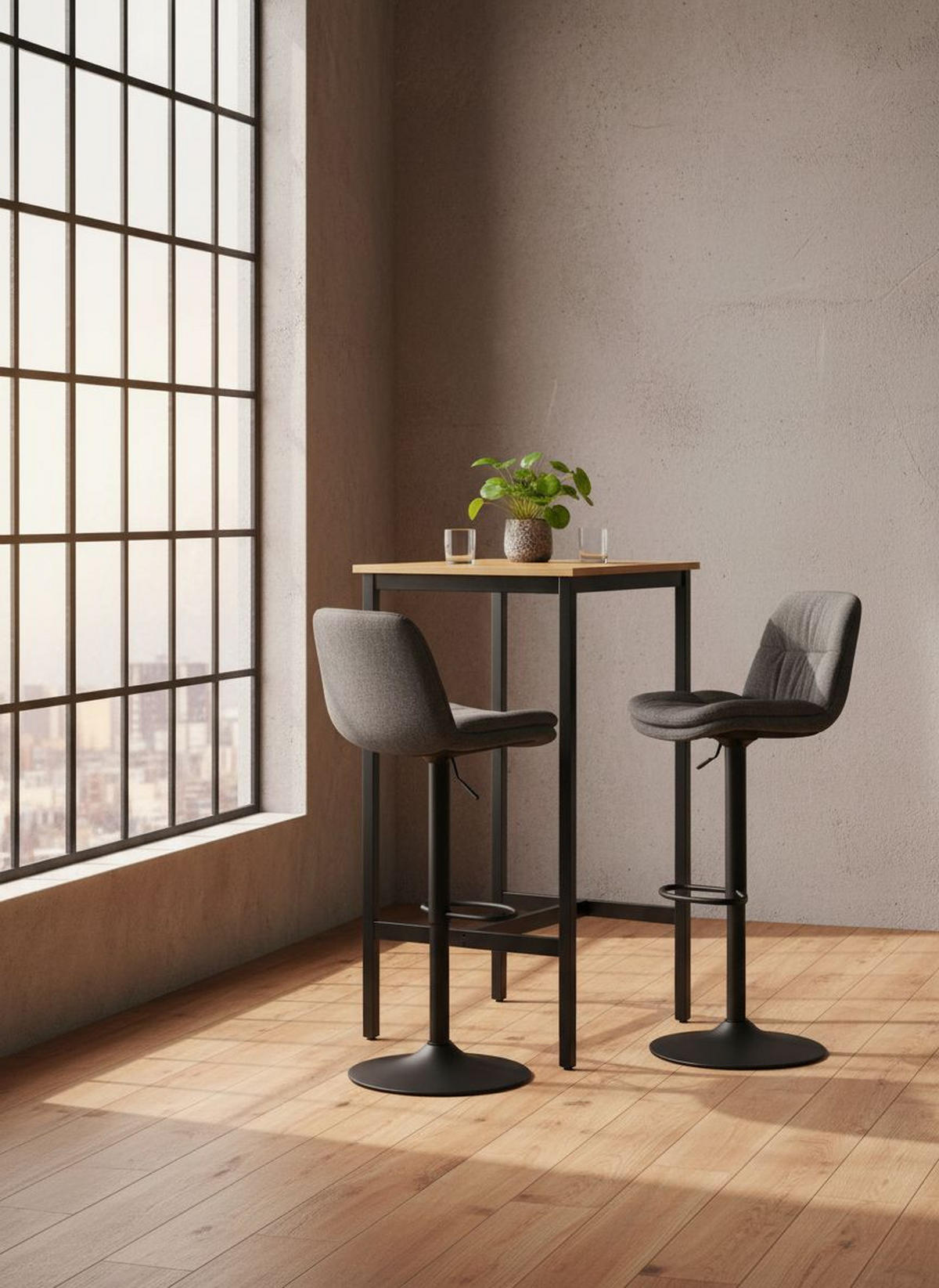 BARTISCH in Holz 60/60/105 cm   - Schwarz/Naturfarben, MODERN, Holz/Metall (60/60/105cm) - Livetastic