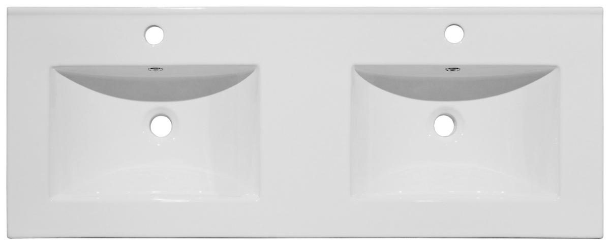 DOPPELWASCHBECKEN 121/17/47 cm  - Weiß, Basics, Keramik (121/17/47cm) - Linea Natura