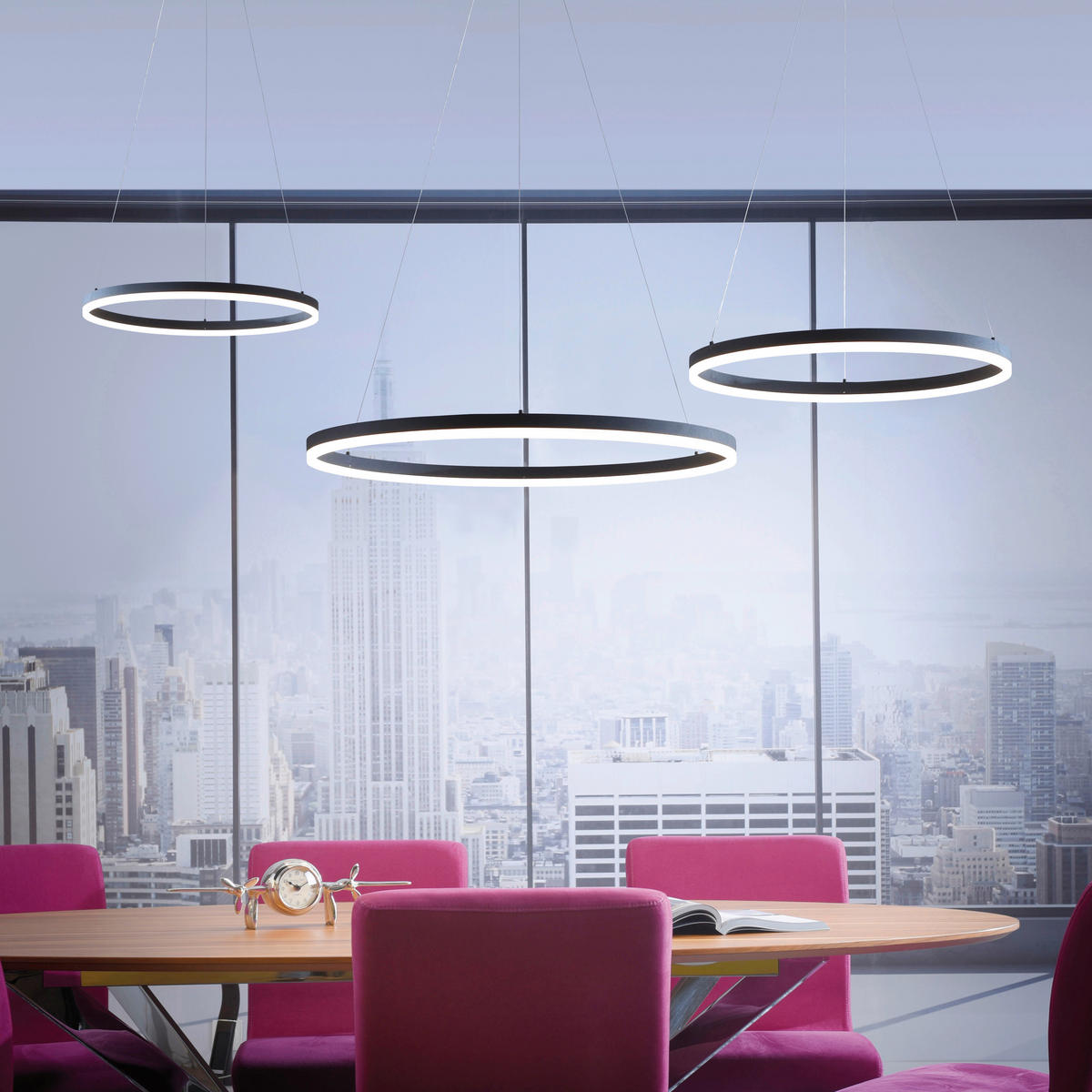 LED-HÄNGELEUCHTE Titus 80/80/120 cm   - Anthrazit, Design, Kunststoff/Metall (80/80/120cm) - Paul Neuhaus