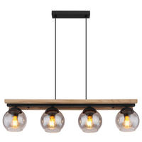 LAMPĂ SUSPENDATĂ 85/15/120 cm  - maro închis/negru, Natur, sticlă/lemn (85/15/120cm) - Globo