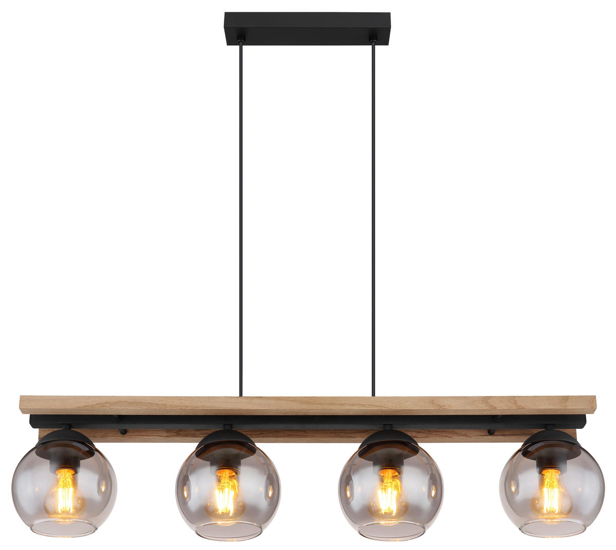 LAMPĂ SUSPENDATĂ 85/15/120 cm  - maro închis/negru, Natur, sticlă/lemn (85/15/120cm) - Globo