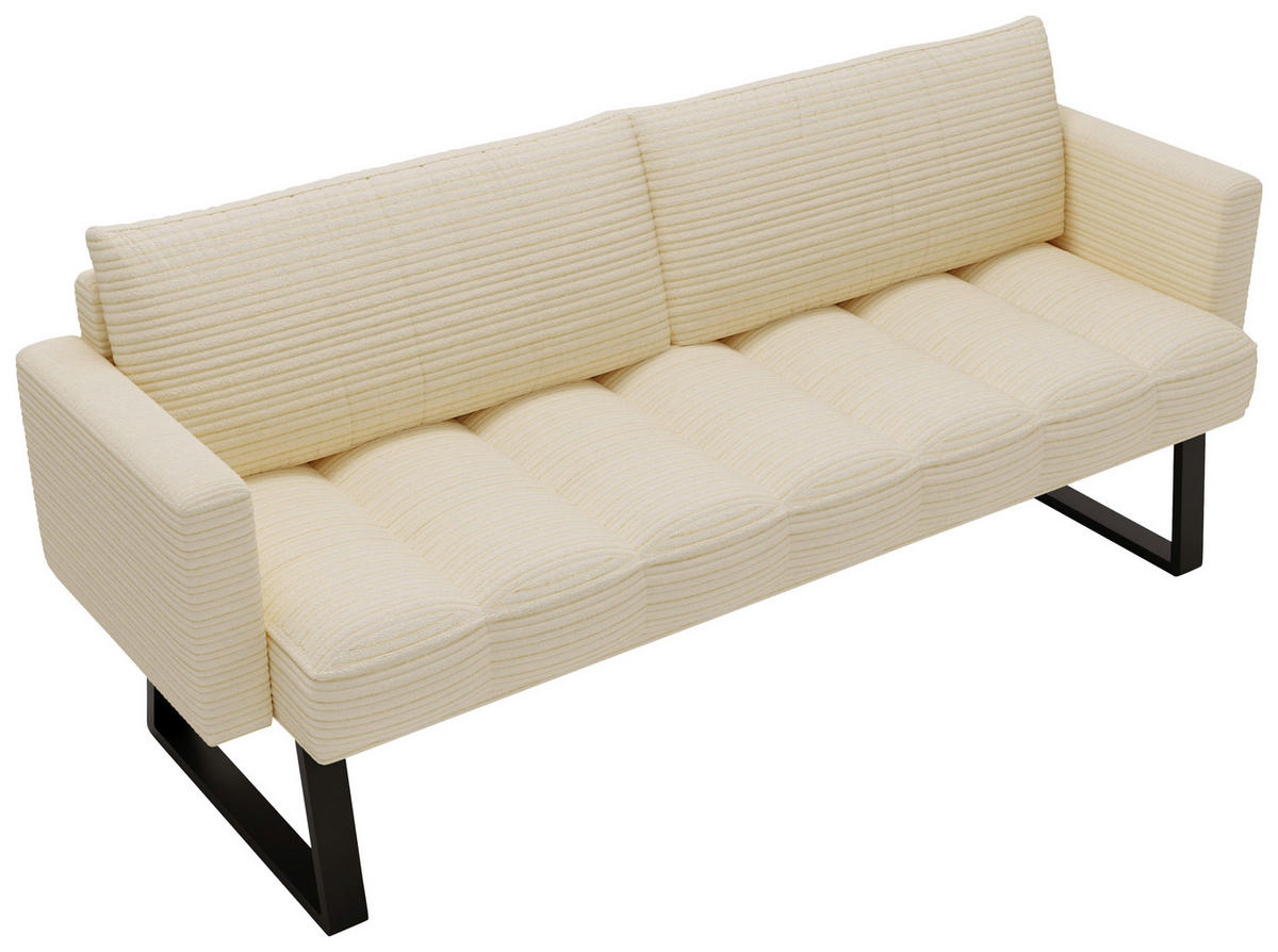 SITZBANK 200/88/69 cm Struktur Beige Metall  - Beige/Schwarz, Design, Textil/Metall (200/88/69cm) - Valdera