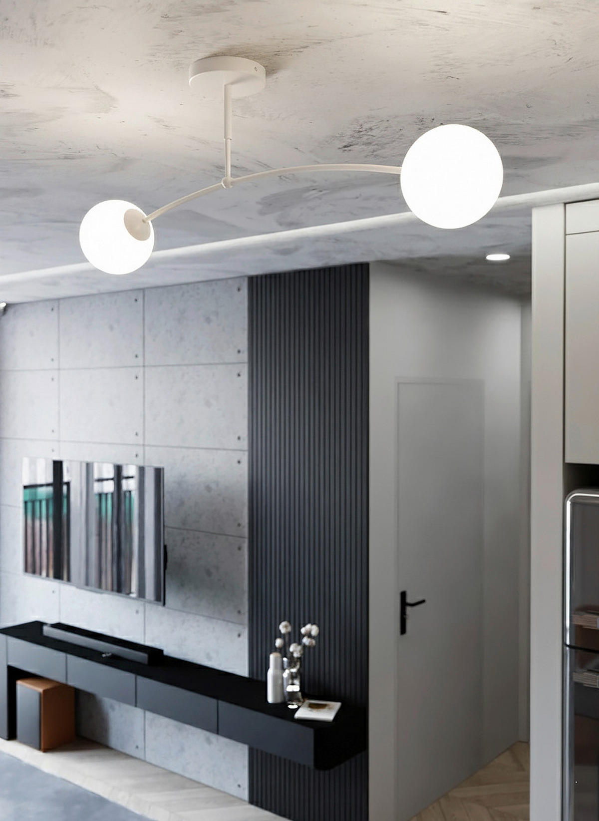 DECKENLEUCHTE 60/14/20 cm  - Weiß, KONVENTIONELL, Glas/Metall (60/14/20cm)