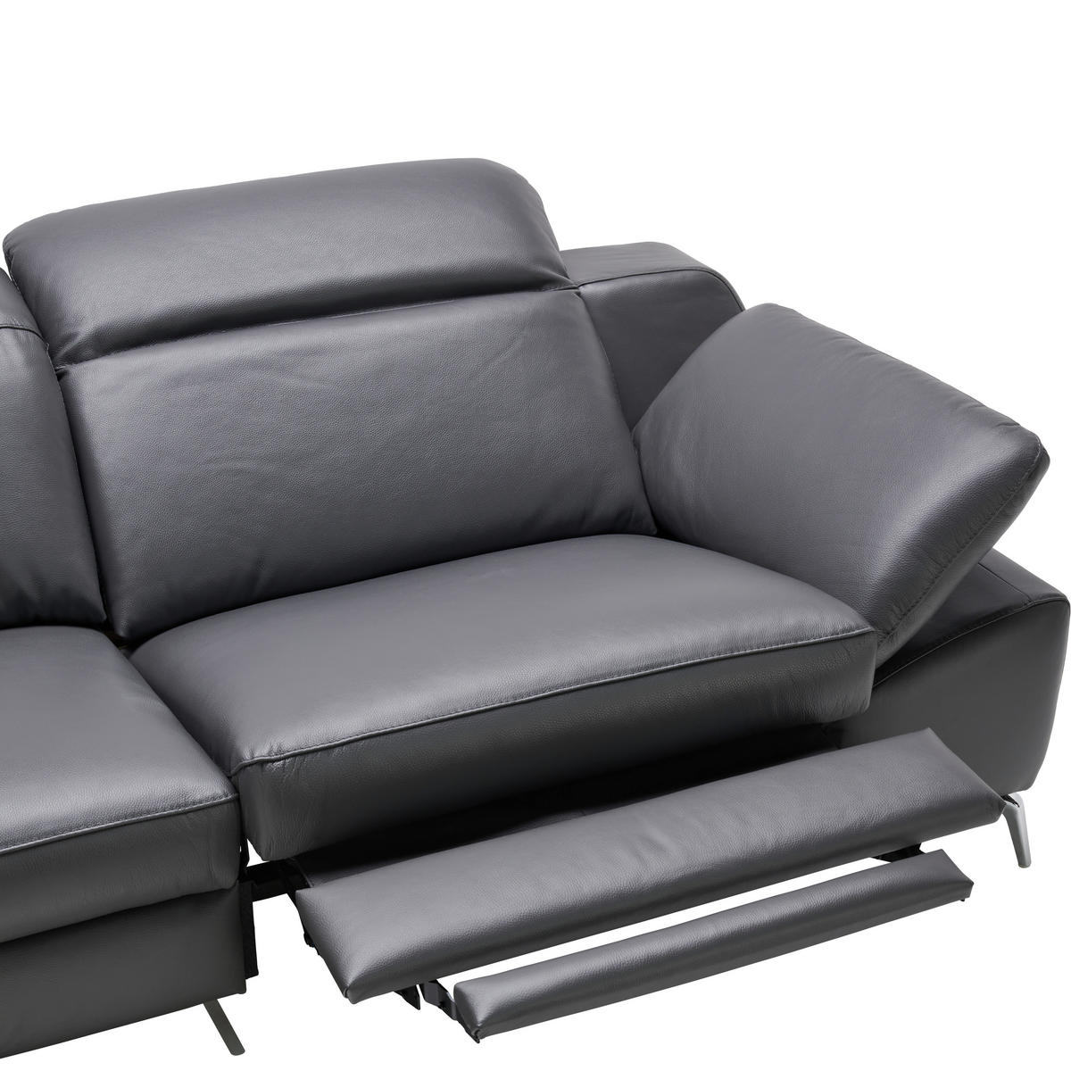 3-SITZER-SOFA Echtleder Beige  - Chromfarben/Beige, Design, Leder/Kunststoff (234/83-99/110cm) - Celina Home