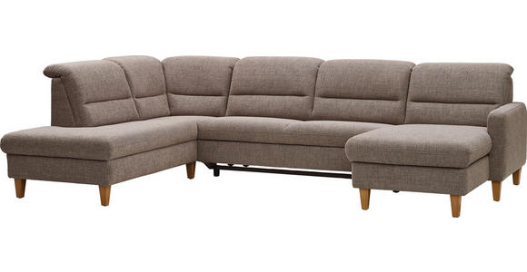 WOHNLANDSCHAFT Cappuccino Flachgewebe  - Eichefarben/Cappuccino, KONVENTIONELL, Holz/Textil (225/335/165cm) - Cantus