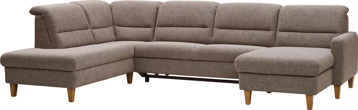 WOHNLANDSCHAFT Cappuccino Flachgewebe  - Eichefarben/Cappuccino, KONVENTIONELL, Holz/Textil (225/335/165cm) - Cantus