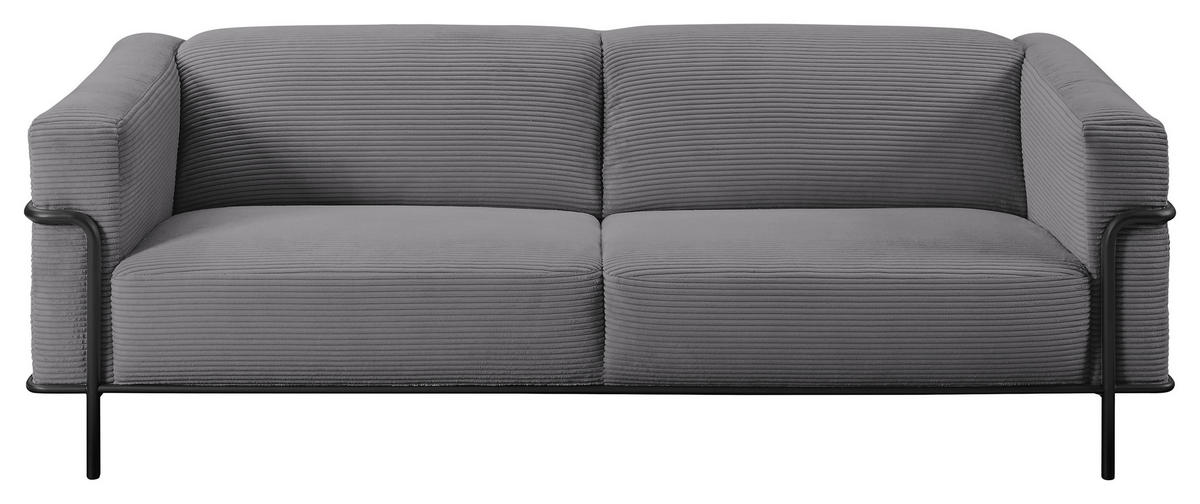 2,5-SITZER in Cord Dunkelgrau  - Dunkelgrau/Schwarz, Design, Textil/Metall (216/67/96cm) - Johann Jakob
