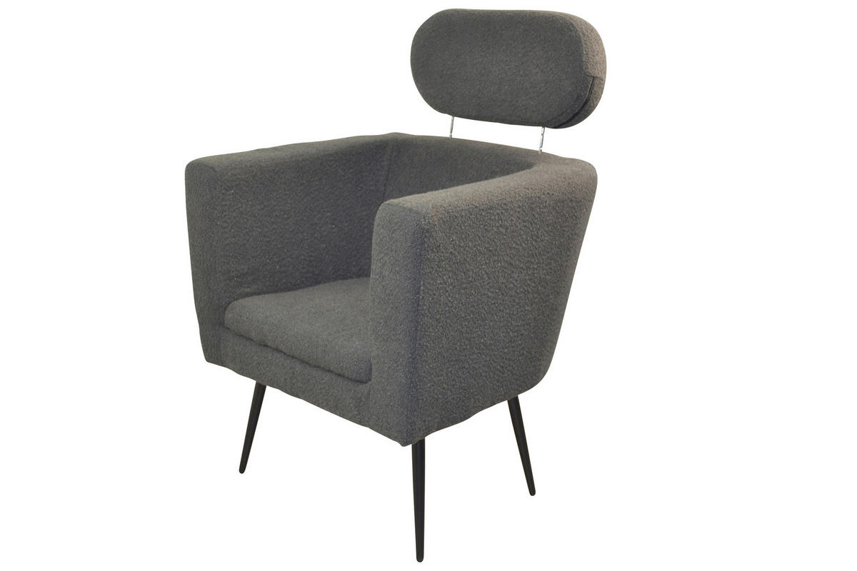 SESSEL Teddystoff Schwarz    - Schwarz, Design, Textil/Metall (67/72/95-103cm) - MID.YOU