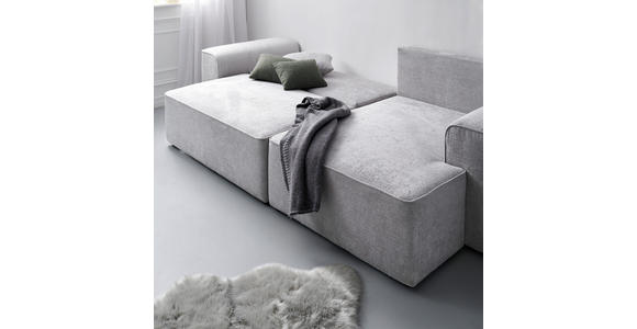 ECKSOFA in Plüsch Grau  - Blaugrau/Schwarz, Design, Kunststoff/Textil (288/152cm) - Xora