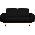 2-SITZER-SOFA in Leder Schwarz  - Schwarz, Design, Leder/Holz (174/76-97/102cm) - Novel