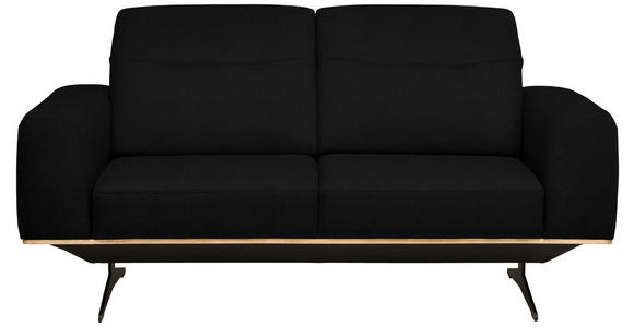 2-SITZER-SOFA in Leder Schwarz - Schwarz, Design, Leder/Holz (174/76-97/102cm) - Novel