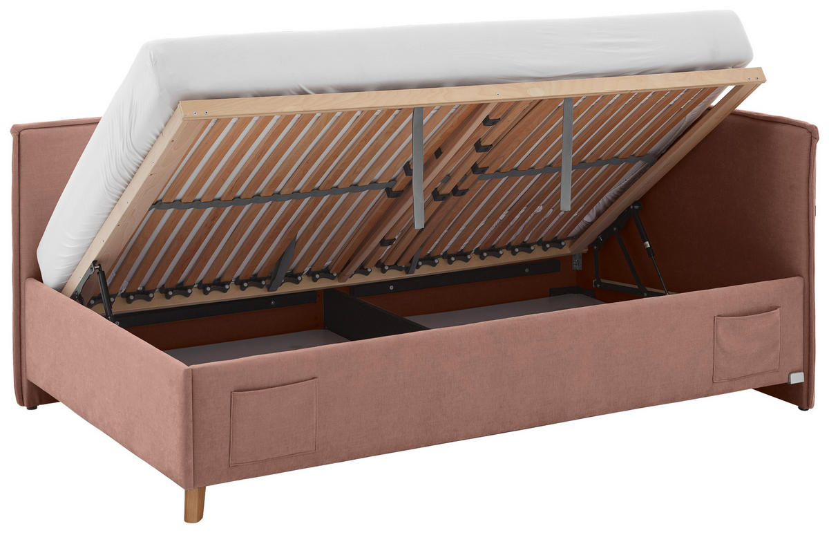 POLSTERLIEGE Flachgewebe Rosa  - Eichefarben/Birkefarben, KONVENTIONELL, Holz/Textil (120/200cm) - Stylife