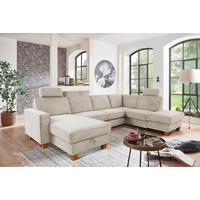 WOHNLANDSCHAFT in Flachgewebe Creme  - Eichefarben/Creme, Konventionell, Holz/Textil (161/309/213cm) - Sit & More