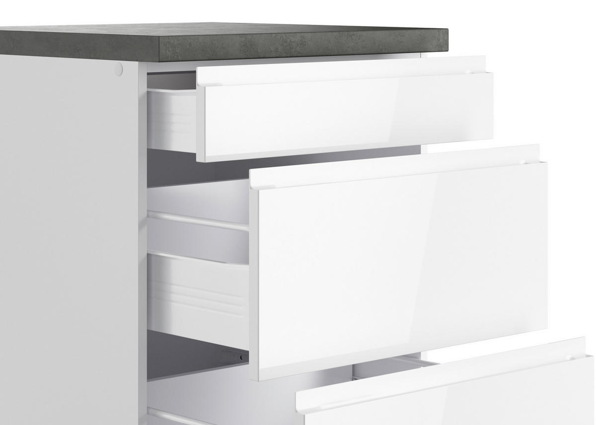 KÜCHENUNTERSCHRANK 60/86/60 cm  in Grau, Weiß, Weiß Hochglanz  - Weiß Hochglanz/Weiß, LIFESTYLE, Holzwerkstoff (60/86/60cm) - Held