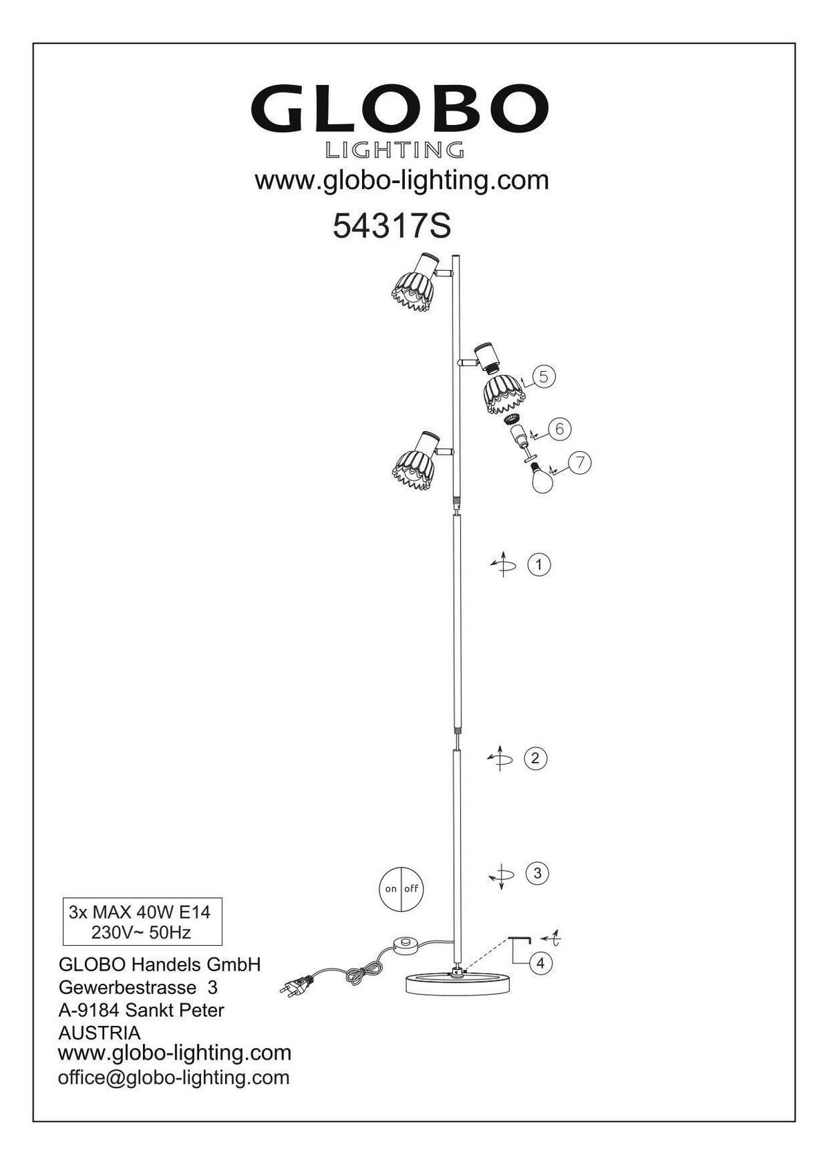 STEHLEUCHTE 28/23/154 cm    - Sandfarben/Schwarz, KONVENTIONELL, Glas/Kunststoff (28/23/154cm) - Globo