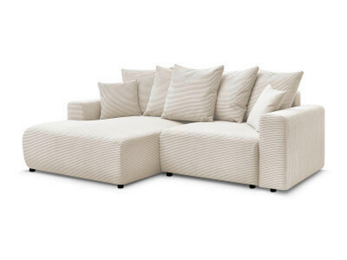 ECKSOFA Ottomane links  ATILLA Beige Cord  - Beige/Schwarz, MODERN, Kunststoff/Textil (149/244cm)