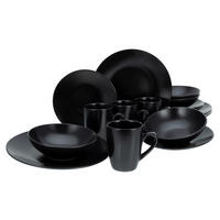 KOMBINOVANÁ SOUPRAVA, 16dílné, kamenina - černá, Trend, keramika - Creatable