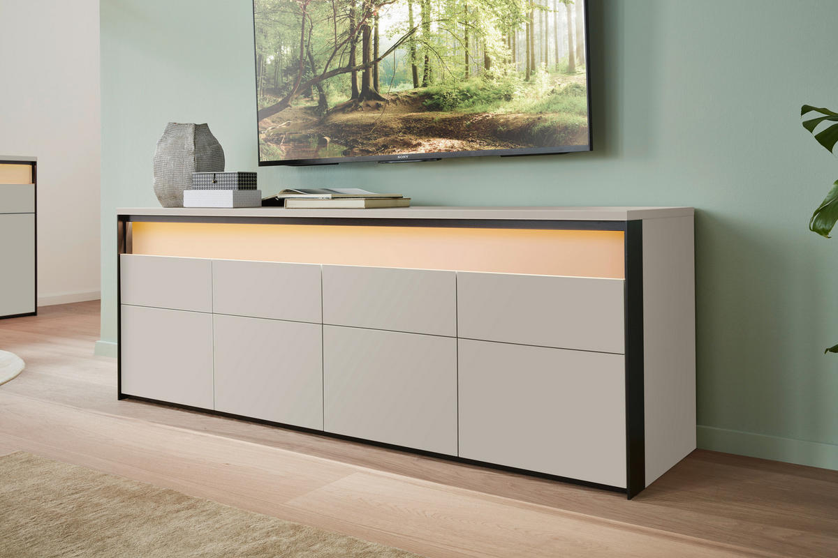 LOWBOARD 173/63/47 cm  - Beige/Schwarz, Konventionell, Holzwerkstoff (173/63/47cm) - Voleo