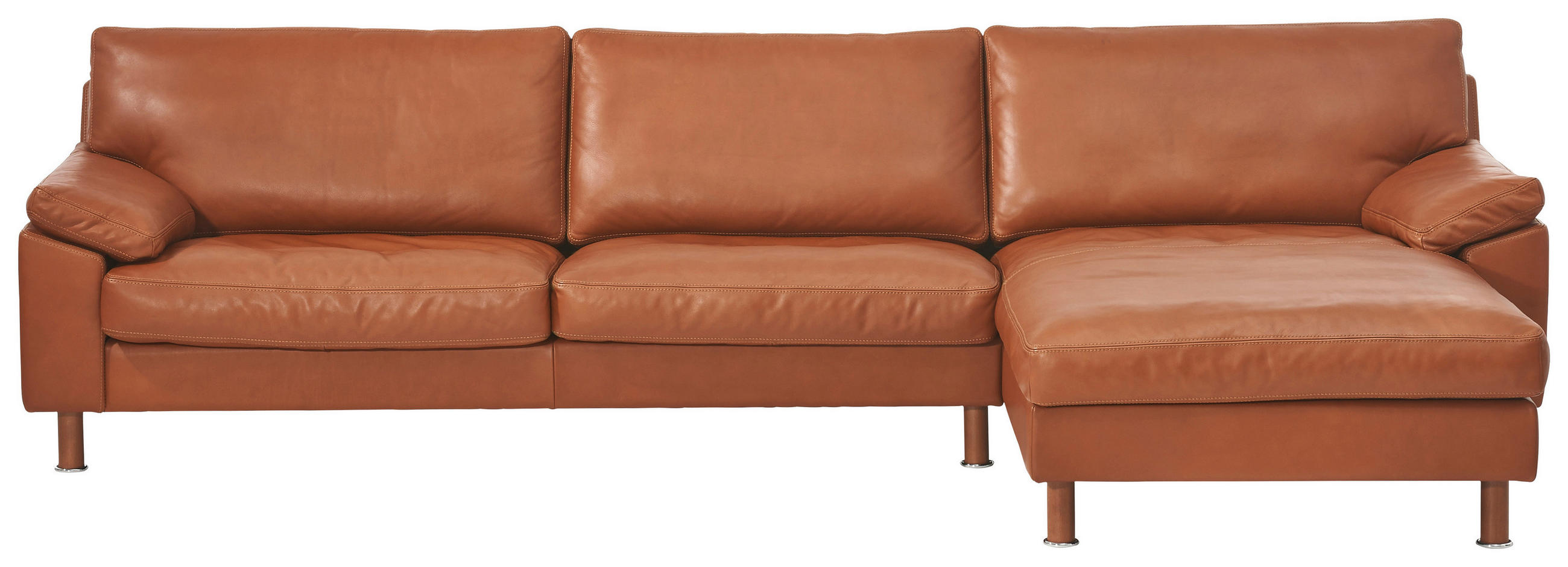 ECKSOFA Braun Echtleder  - Buchefarben/Braun, KONVENTIONELL, Leder/Holz (293/165cm) - Erpo