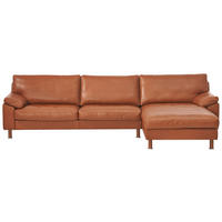 ECKSOFA in Echtleder Braun  293/165 cm  - Buchefarben/Braun, KONVENTIONELL, Leder/Holz (293/165cm) - Erpo