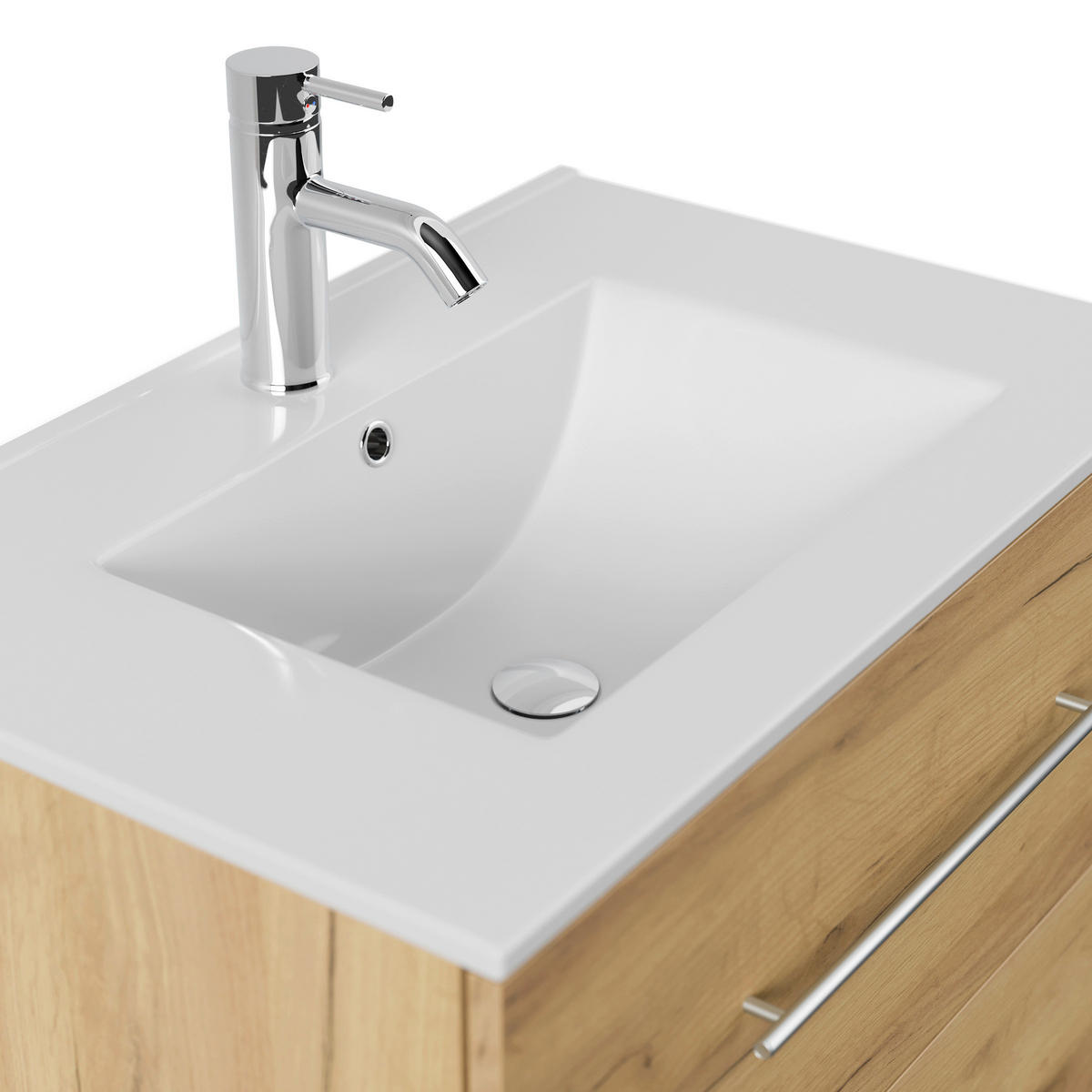 WASCHTISCHKOMBI 71 cm  - Eichefarben/Weiß, Basics, Keramik/Holzwerkstoff (71cm) - MID.YOU