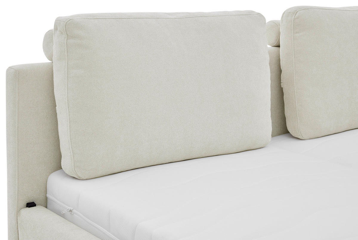 POLSTERBETT 180/200 cm,  in Beige, Lattenroste,  - Birkefarben/Beige, Design, Holz/Textil (180/200cm) - Musterring