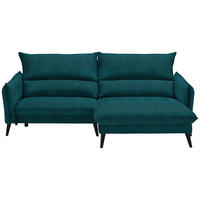 ECKSOFA in Velours Petrol  238/170 cm  - Petrol/Schwarz, Design, Holz/Textil (238/170cm) - Carryhome
