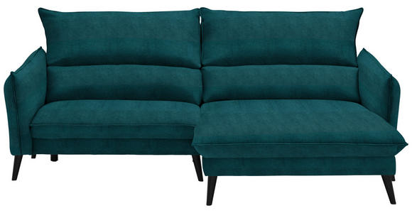 ECKSOFA in Velours Petrol  238/170 cm  - Petrol/Schwarz, Design, Holz/Textil (238/170cm) - Carryhome