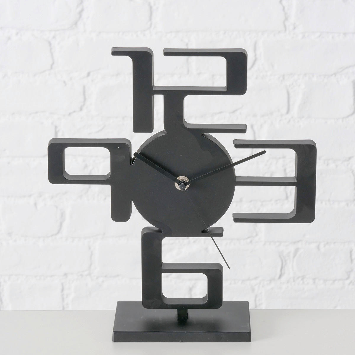 TISCHUHR Schwarz  - Schwarz, Basics, Kunststoff (25/8/27cm) - Boltze Home