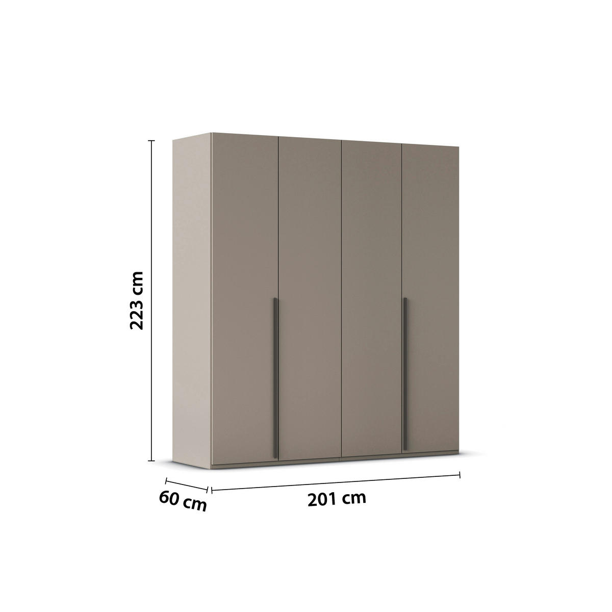DREHTÜRENSCHRANK 201/223/60 cm 4-türig Fango  - Fango/Graphitfarben, Design, Holzwerkstoff/Metall (201/223/60cm) - home24