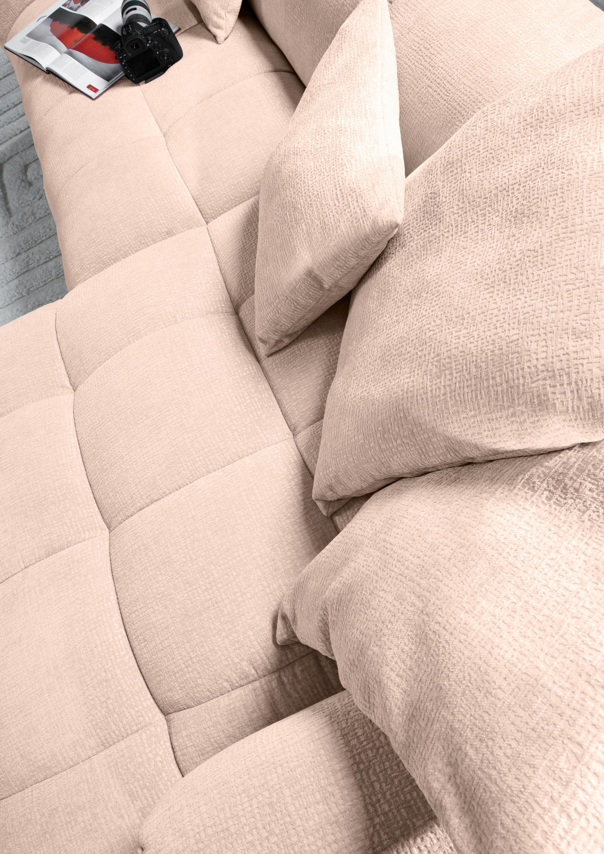 ECKSOFA in Flachgewebe Rosa  - Schwarz/Rosa, Konventionell, Kunststoff/Textil (280/170cm) - Carryhome