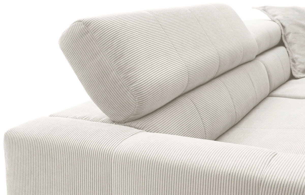 ECKSOFA in Feincord Weiss  - Weiss/Schwarz, Konventionell, Textil/Metall (311/219cm) - Hom`in