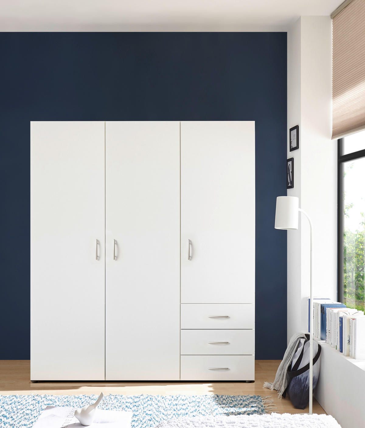 DREHTÜRENSCHRANK  in Weiß  - Silberfarben/Weiß, MODERN, Holzwerkstoff/Kunststoff (150/176/51,3cm) - MID.YOU