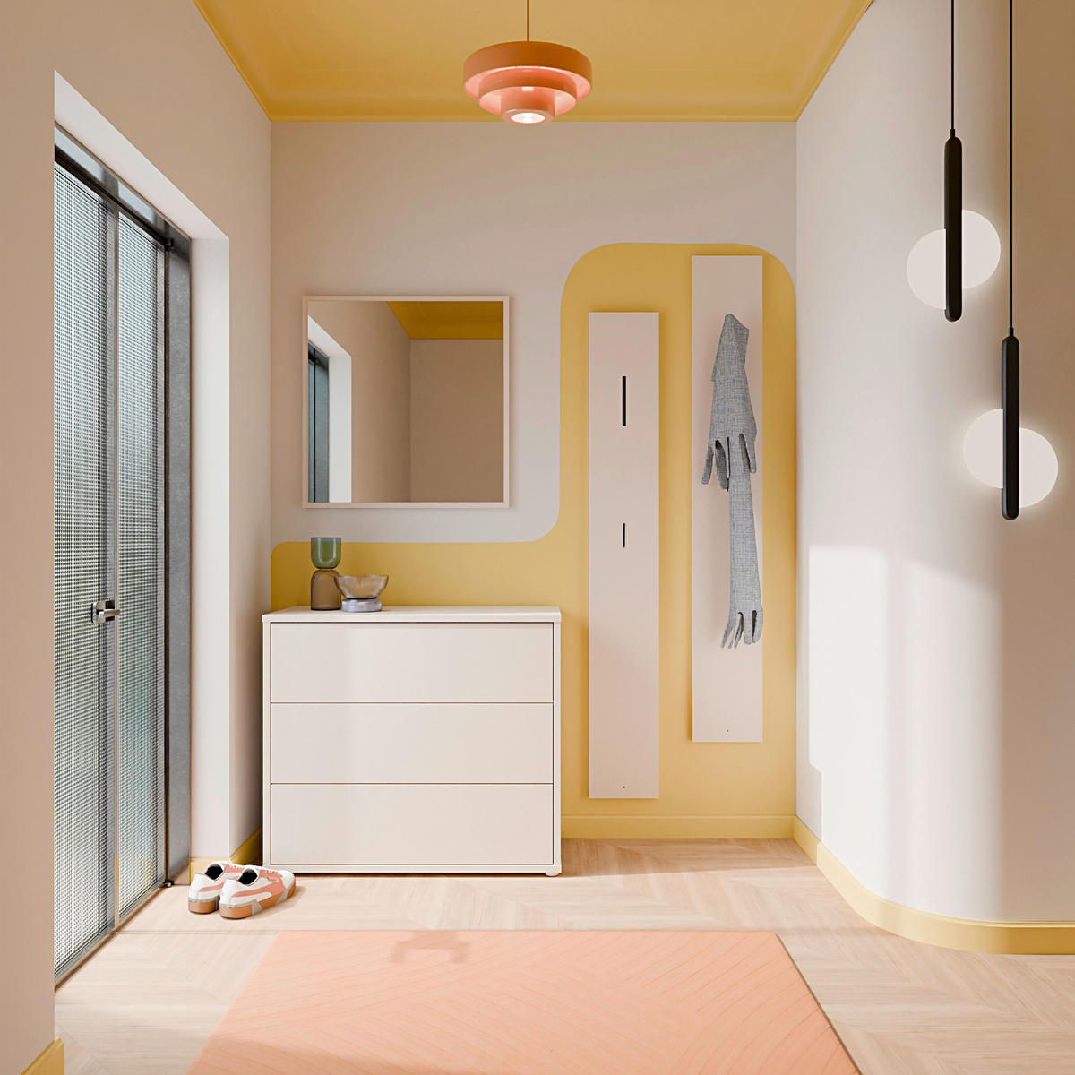 KOMMODE , 95/83/42 cm, 3 Schublade(n)  - Sandfarben/Silberfarben, Trend, Holzwerkstoff/Kunststoff (95/83/42cm) - Carryhome
