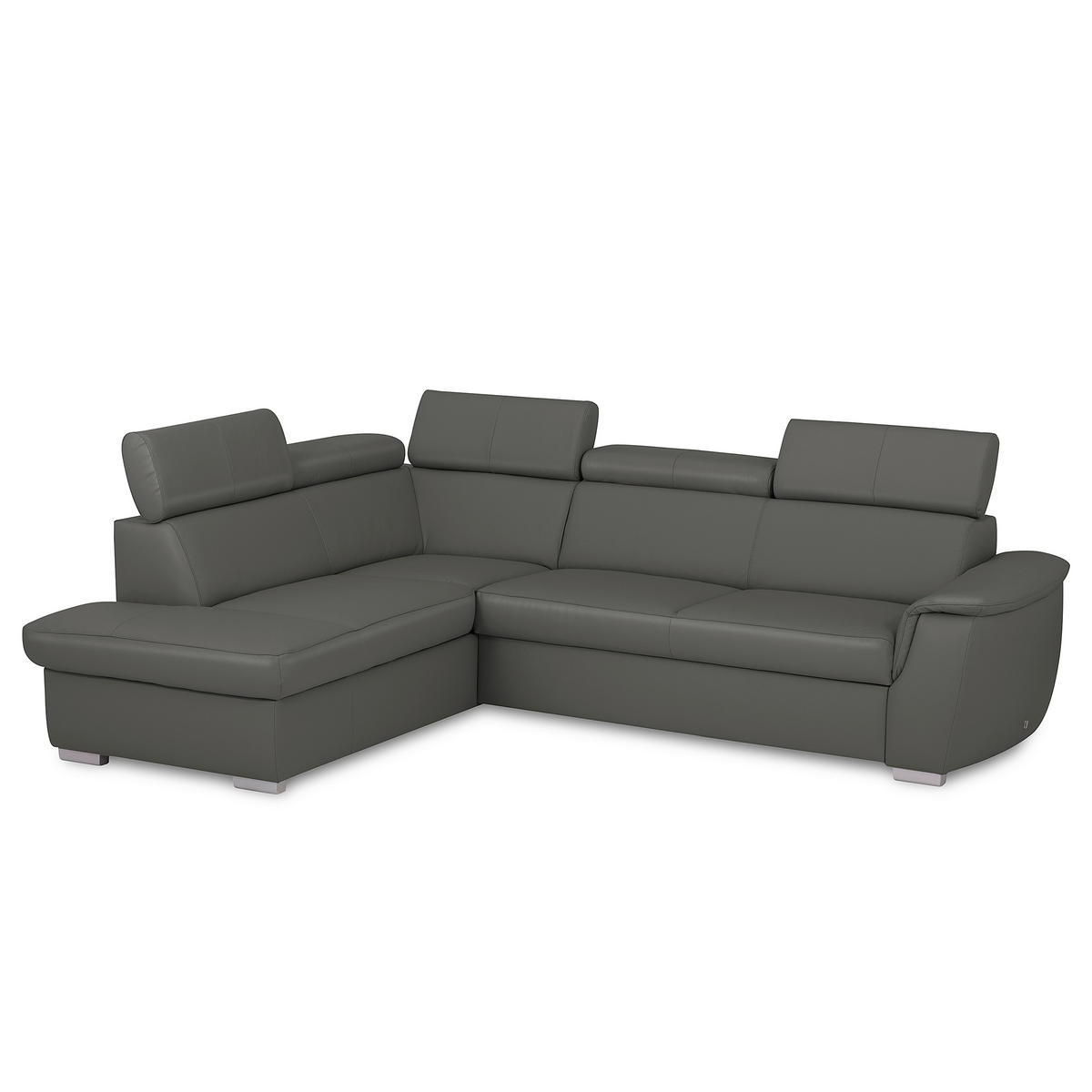WOHNLANDSCHAFT  in Kombination Echtleder/Lederlook Anthrazit  - Anthrazit, Leder/Metall (211/262cm) - Celina Home