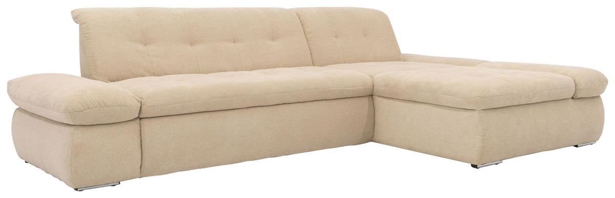 ECKSOFA Beige Mikrofaser  - Chromfarben/Beige, KONVENTIONELL, Textil/Metall (300/172cm) - MID.YOU