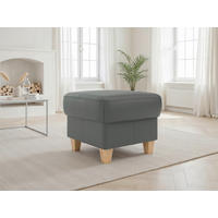 HOCKER Leder Anthrazit  - Eichefarben/Anthrazit, Basics, Leder/Holz (58/48/58cm) - Sit & More