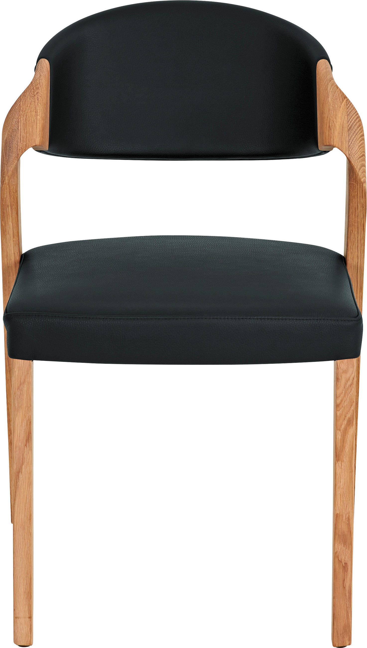 STUHL in Echtleder pigmentiert - Eichefarben/Dunkelblau, Natur, Leder/Holz (53/82/57cm) - Voglauer
